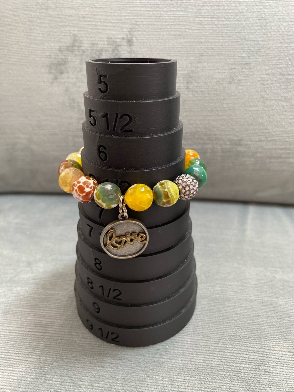 Multicolor Fire/Dragon Vein Agate Beaded Bracelet with a silver 2 side charm - Picture 4 of 17
